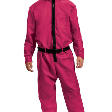 Squid Games Triangle Guard Jumpsuit and Mask Costume Adult Large/X-Large