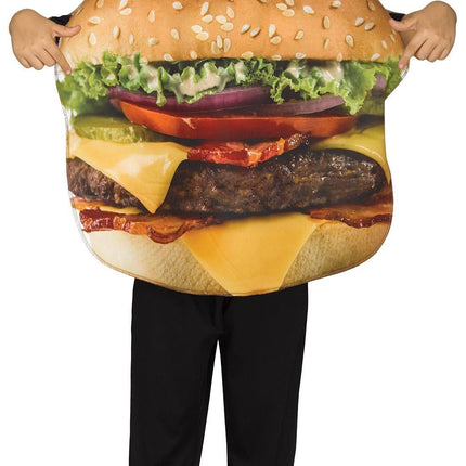 Festive Screen Print Cheese Burger Hamburger Child American Food Costume