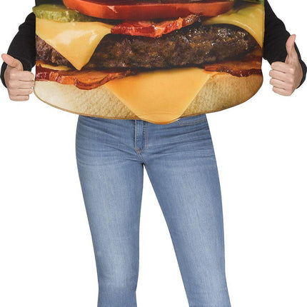 Festive Screen Print Cheese Burger Hamburger Child American Food Costume