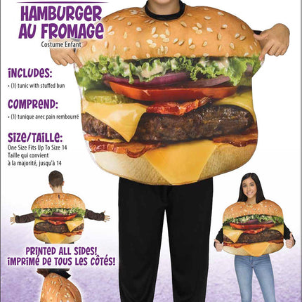 Festive Screen Print Cheese Burger Hamburger Child American Food Costume