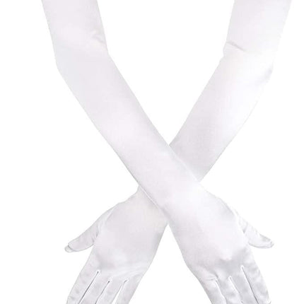 White 20.5" Opera Length 1920's Evening Party Elbow Gloves
