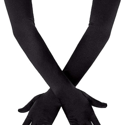 Black 20.5" Opera Length 1920's Evening Party Elbow Gloves