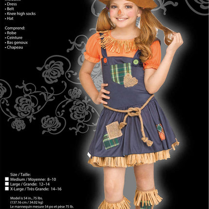 Cute Scarecrow Child Costume Size Large 12-14