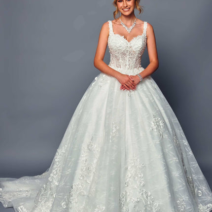 DeKlaire Bridal 489 Wedding Dress V-Neck A-Line Ball Gown