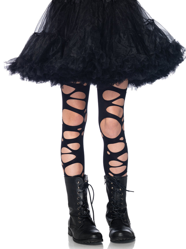 Tattered Tights - Black - LARGE