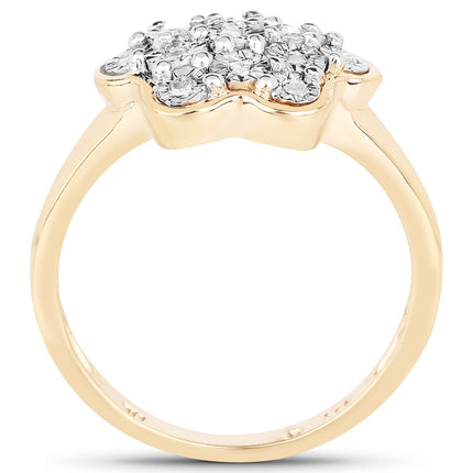 14K Yellow Gold Plated 0.07 Carat Genuine White Diamond .925 Sterling Silver Ring