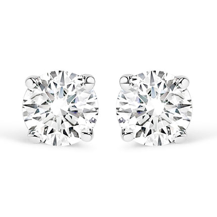 14K White Gold 3/4 Cttw Round Brilliant-Cut Near Colorless Diamond Classic 4-Prong Stud Earrings (H-I Color, SI1-SI2 Clarity)