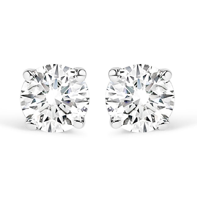 14K White Gold Round Cut Diamond Solitaire Stud Earrings (1/2 cttw, H-I Color, SI1-SI2 Clarity)