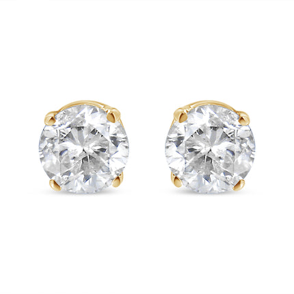 14K Yellow Gold 1/2 Cttw Round-Cut Diamond Solitaire Stud Earrings (O-P Color, SI2-I1 Clarity)