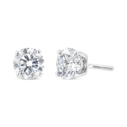 14K White Gold 5/8 Cttw Lab Grown Diamond 4-Prong Classic Stud Earrings (F-G Color, VS2-SI1 Clarity)