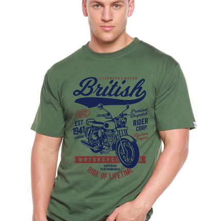 British Motorcycle Men's Bamboo Viscose/Organic Cotton Short Sleeve Graphic T-Shirt