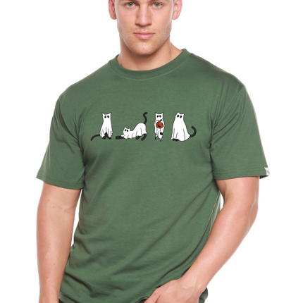 Halloween Cats Men's Bamboo Viscose/Organic Cotton Short Sleeve Graphic T-Shirt