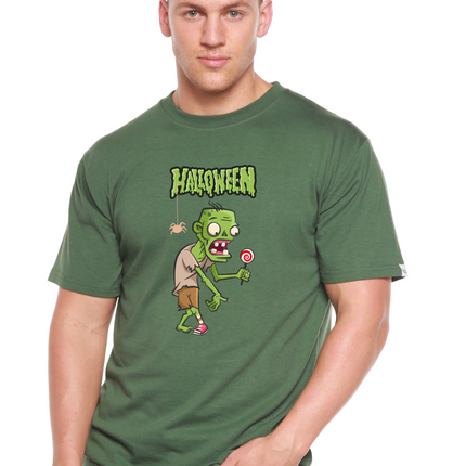 Halloween Green Monster Unisex Bamboo Viscose/Organic Cotton Short Sleeve Graphic T-Shirt