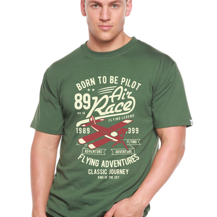 Born To Be Pilot Men's Bamboo Viscose/Organic Cotton Short Sleeve Graphic T-Shirt