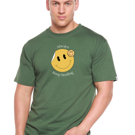 Always Keep Smiling Men's Bamboo Viscose/Organic Cotton Short Sleeve Graphic T-Shirt