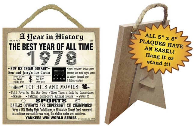1978 A Year in History Plaques 5" x 5" wood plaque/sign