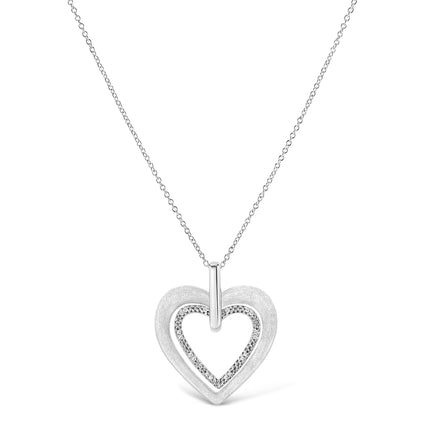 .925 Sterling Silver Prong-Set Diamond Accent Double Heart 18" Pendant Necklace (I-J Color, I1-I2 Clarity)