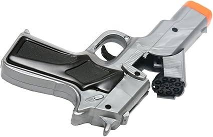 Silver Cap Gun Pistol Revolvers - Police Cowboy Toy 8 Shots