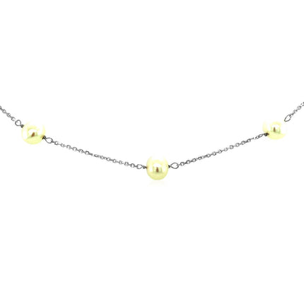 14k White Gold Necklace with White Pearls