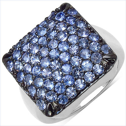 2.21 Carat Genuine Tanzanite .925 Sterling Silver Ring