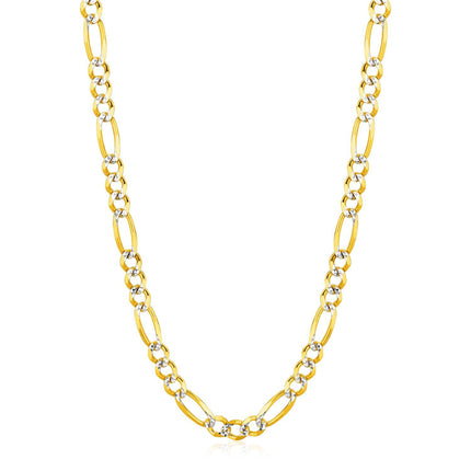 6.0mm 14K Yellow Gold Solid Pave Figaro Chain