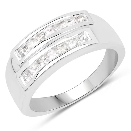 0.70 Carat Genuine White Sapphire .925 Sterling Silver Ring