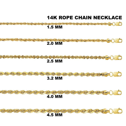 14K Yellow Gold Rope Diamond Cut Chain Necklace