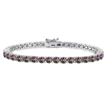 4mm Round Mystic Topaz Tennis Bracelet