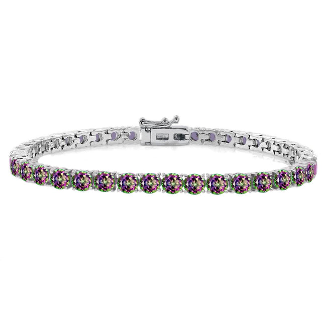 4mm Round Mystic Topaz Tennis Bracelet