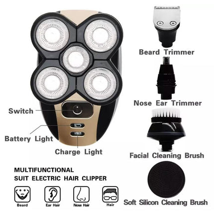 5-in-1 4D Rotary Electric Shaver Beard Trimmer