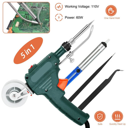 5-in-1 Automatic Hand-Held Soldering Iron Gun Kit