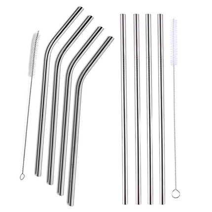 5-Pack: Stainless Steel Bend Or Straight Drinking Straws