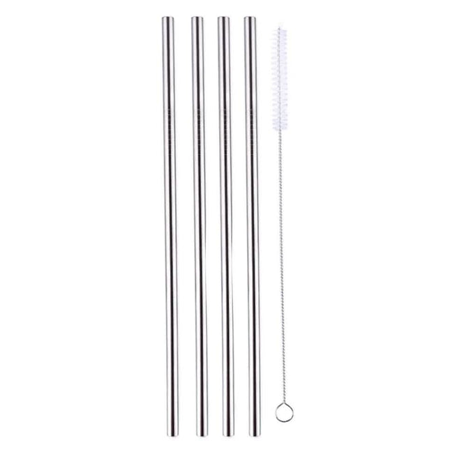 5-Pack: Stainless Steel Bend Or Straight Drinking Straws