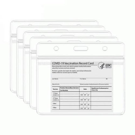 5-Pack: Waterproof Clear Sleeve CDC Vaccination Card Immunization Record Holder