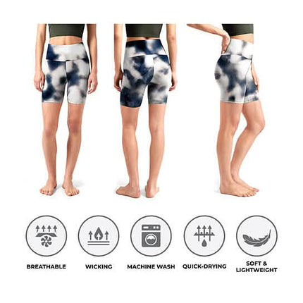 5-Pack: Women's High Waisted Tie Dye Athletic Biker Shorts
