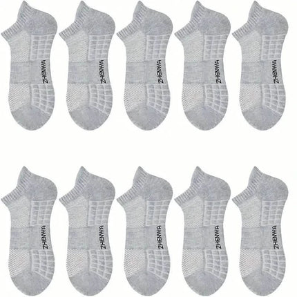 5-Pairs: Casual Ankle Boat Socks With Towel Bottom