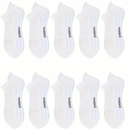 5-Pairs: Casual Ankle Boat Socks With Towel Bottom
