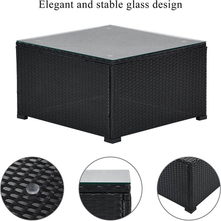 5-Piece: Patio Rattan PE Wicker Furniture Corner Sofa Set