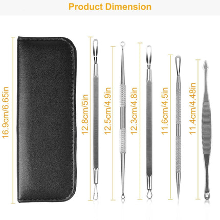 5-Pieces Set: BlackHead Remover Kit Pimple Comedone Extractor Tool Set