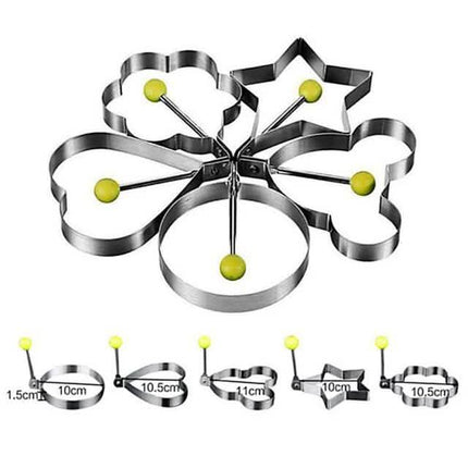 5-Pieces Set: Fried Egg Mold Pancake Rings Shaped