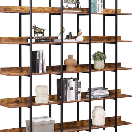 5-Tier Bookcase Tall Bookshelf, Storage Shelf with Metal Frame