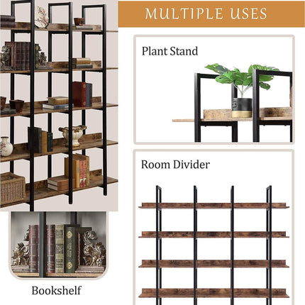5-Tier Bookcase Tall Bookshelf, Storage Shelf with Metal Frame