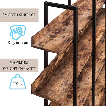 5-Tier Bookcase Tall Bookshelf, Storage Shelf with Metal Frame