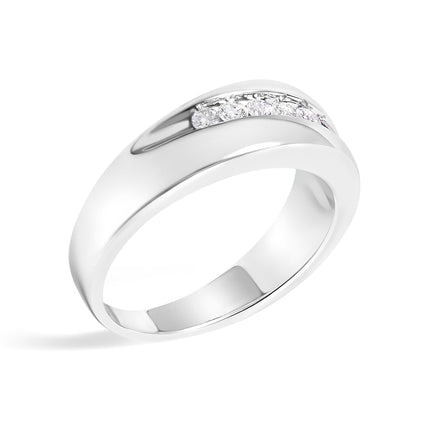 Men's.925 Sterling Silver 1/2 Cttw Diamond 9 Stone Band Ring - Size 10