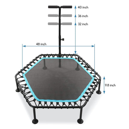 50" Mini Fitness Rebounder Spring-Less Indoor 3-Level Adjustable Foam Handle