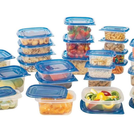 50-Piece Set: Reusable Plastic Food Storage Container Set