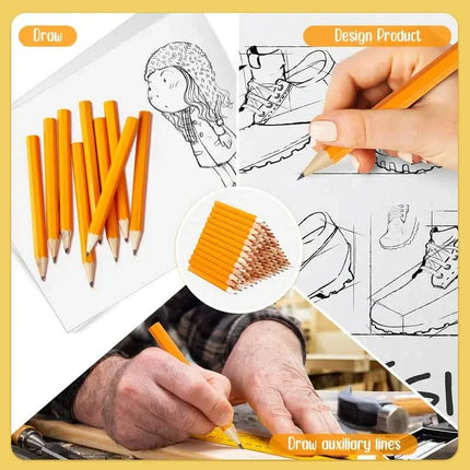 50-Pieces: 3.5" Hexagonal Golf Pencils - HB Yellow, Pre-Sharpened