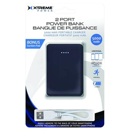 5000mAh 2 Port Black Power Bank