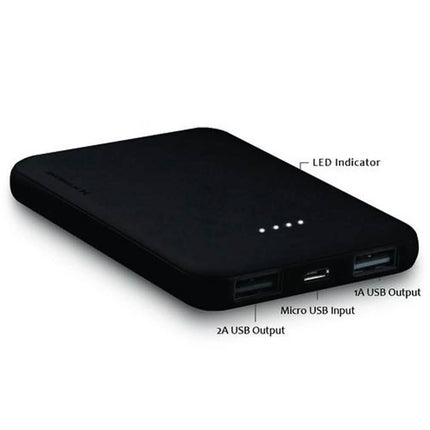 5000mAh 2 Port Black Power Bank