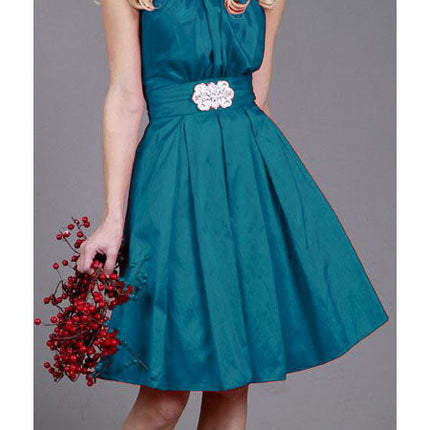CLEARANCE - Cinderella Divine 5039 Knee Length Teal A-Line Dress (Size M)